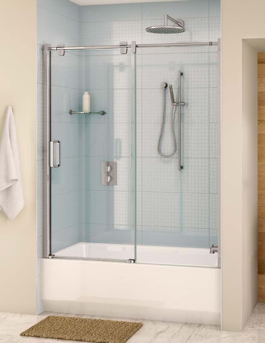 Tub enclosure sliding Door and fixed Panel GLIDE TUBS