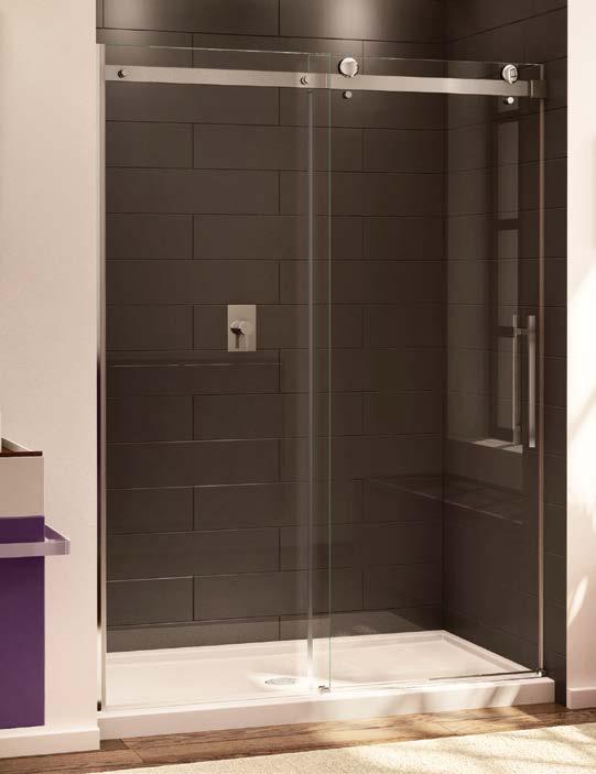 TUBS INLINE SLIDING novara Tub enclosure Sliding Door and Fixed Panel 3/8" (10 mm) Tempered Glass for the Fixed Panel 66" Height 5/16" (8 mm) Tempered Glass for the Door Panel 66" Height Tub