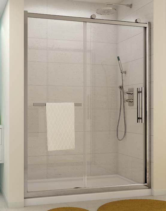 TUBS INLINE SLIDING SORRENTO SORRENTO Tub enclosure Sliding Door and Fixed Panel 1/4" (6 mm) Tempered Glass or 3/16" (5 mm) Tempered Paris Point Glass 60 3/4" Height (67 1/2" to top of roller) tub