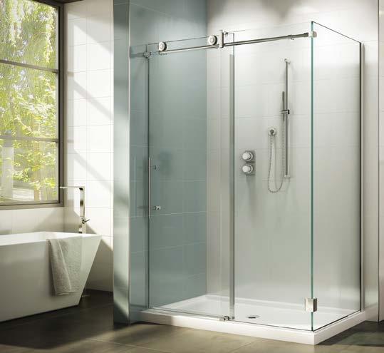 TUBS INLINE SLIDING kinetik Tub enclosure Sliding Door and Fixed Panel 1/2" (12 mm) Tempered Glass 66" Height TUb enclosure 57 57" to 59" W x 66" H Approx.