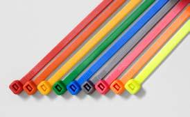 Nylon Cable Ties The following GT nylon cable ties are available in the following colors: (color codes in parentheses) Red (-2) Orange (-3) Yellow (-4) Green (-5) Blue (-6) Gray (-8) Fluorescent Pink