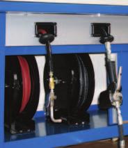 System Dedicated areas within the lower workbench allows placement of service reels, (Air, Water, Oil, Transmission Fluids,