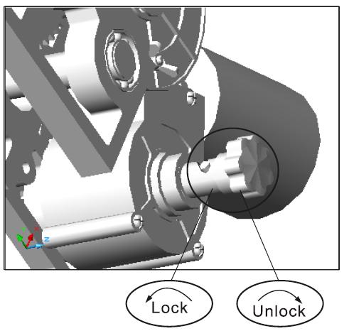 5. RELEASE FOR MANUAL OPERATION Please see picture below Fig.5 When unlocking the boom could suddenly move upwards. Always control the boom movement with your hands. 6.