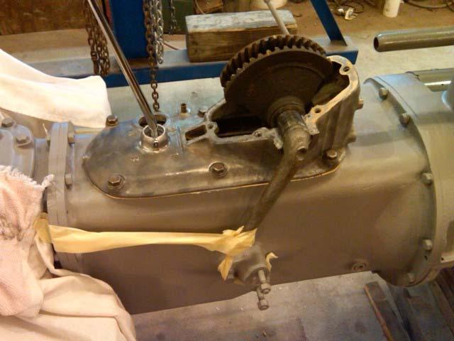 I made multiple attempts to "land" the upper steering column in the center of the gears while holding the sectors still, while allowing the steering shaft to rotate upon engagement, and having the