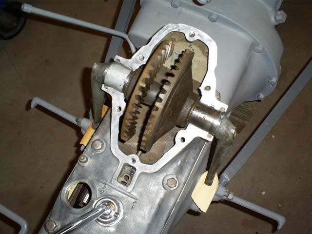 Here we see both sectors wedged in place and the gears centered. Note the center marks on the gears.