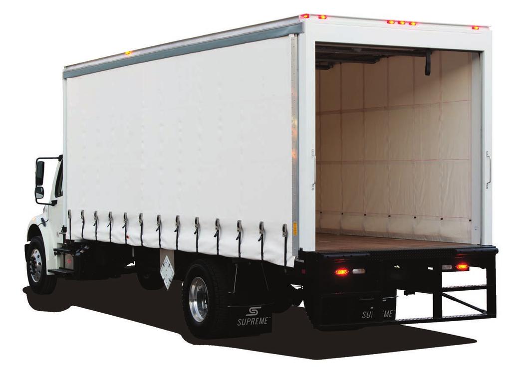 FEATURES Curtainside Double C A D E B F FiberPanel PW (FRP) front bulkhead and steel front frame minimizes front-wall damage (Shown with optional Premium roll-up rear door, full-width two-step