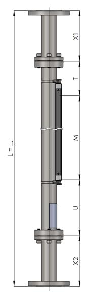 float chamber (U). Measurements possible produce to the top the connecting pipe.