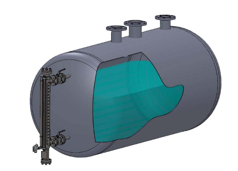 Principle of operation The sensor is connected via flanges or threaded connections in a vertical position to the side of the tank, in which level or interface of the liquid should be monitored.