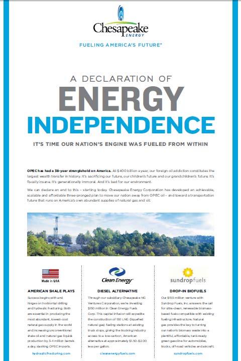 $450MM Investment In Infrastructure Chesapeake Energy: Nation s 2 nd largest producer of Natural Gas Investing $150MM in Clean Energy Funds ~ 150 truck fueling