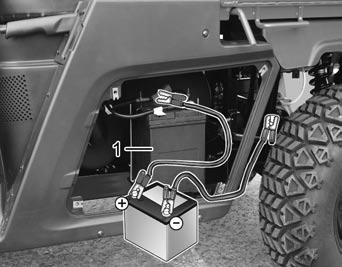 OPERATION 5-11 Jump start (1) Battery UUVO508A If the battery is discharged and the engine cannot be started, it is possible to start the engine by connecting the discharged battery to a battery from