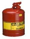 SAFETY CANS Justrite Steel Type I Safety Cans For the storage and disposal of flammable & aggressive liquids and solvents.