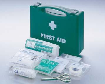 emergency items such as plasters, burns compresses with basic first aid