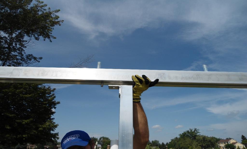 Installing Frame Rails To Canopy Uprights When putting the Frame Rails on the Canopy Uprights, remember the Telescoping feature of the Frame is to go towards the same end of the