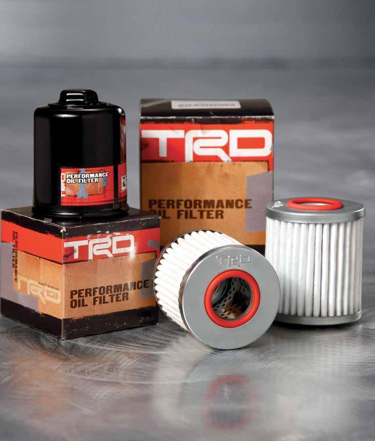 TRD PERFORMANCE OIL FILTER Keep your oil pure as long as possible and help enhance the life of your engine with the TRD Oil Filter that keeps out impurities through a 100% synthetic fiber filtration