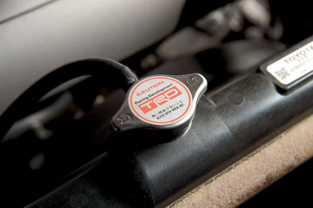 TRD OIL CAP The legendary Toyota Racing Development logo is on display every time you pop the