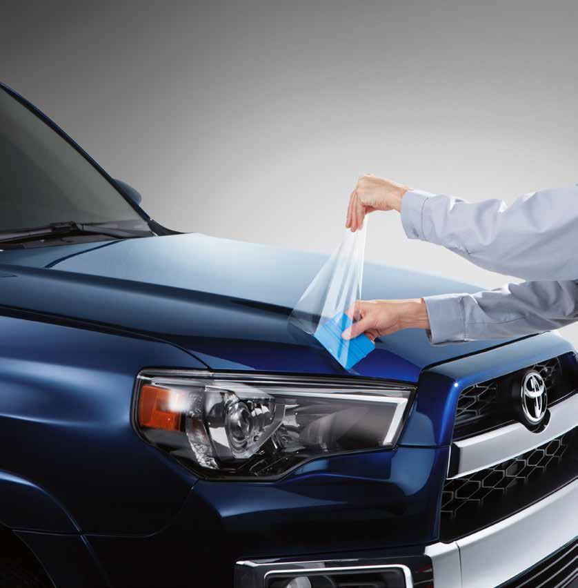 PAINT PROTECTION FILM Like an invisible coat of armor, Genuine Toyota paint protection film 2 helps guard against damage from sand, stones and other road debris.