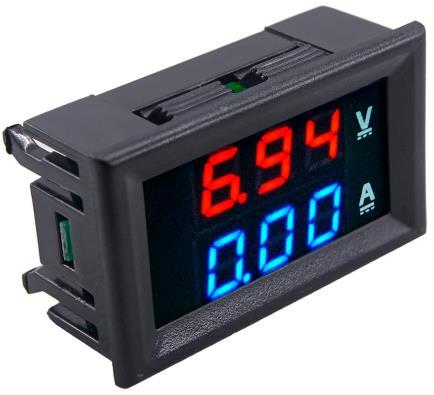 Voltage and Current Digital Meter For an actual voltage and current measurement of the heater supply, a cheap digital panel meter is used.