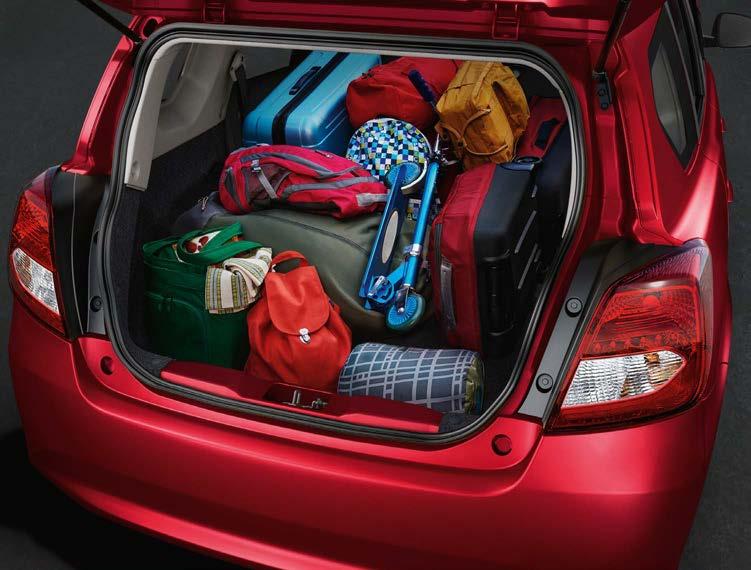 Datsun GO+ Seat 5 Normal Seat 2. Enough space for your ever-changing needs The Datsun GO+ comes with 347l of boot space when rear seats are folded.