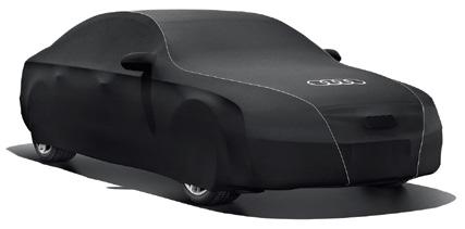 Technical information 02 Vehicle cover Ski and luggage boxes Perfect fit, in anthracite, bearing the Audi logo. Made from a breathable and antistatic material.