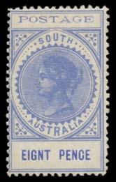 ..is very scarce"] Lot 335 335 * A B1 1902-04 Thin 'POSTAGE' 8d bright ultramarine with 'EIGNT PENCE' Error BW #S26c (SG 272a), well centred & clean-cut perforations, large-part o.g., Cat $2000 ( 1600).