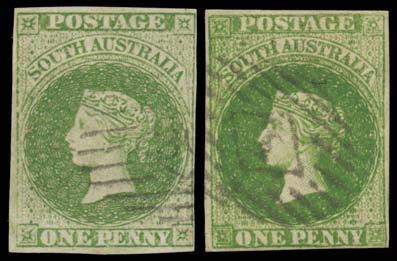400 269 G A Lot 269 1855 London Printings 6d deep blue SG 3 horizontal pair, margins good to huge with fragments of the adjoining units at
