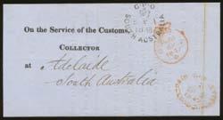 1,500 434 C B Lot 434 1847 entire to London "pr Lightning Via Singapore & thence per first Overland Mail" with a very fine & bold strike of the rare undated double-circle 'POST OFFICE/[crown]/PORT