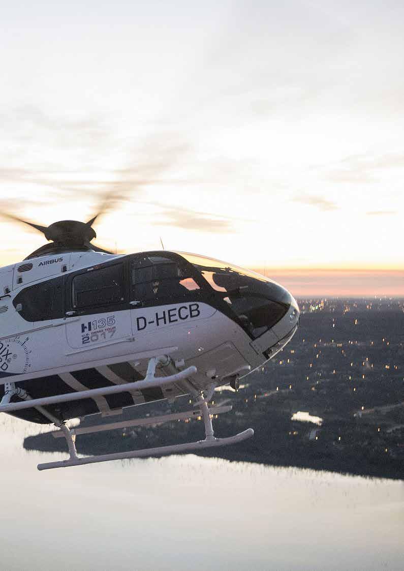 H135 003 Airbus Helicopters lightweight, twin-engine H135 evolution remains top of its class with its distinct combination of versatility, lowest external sound, optimum performance and new, highly