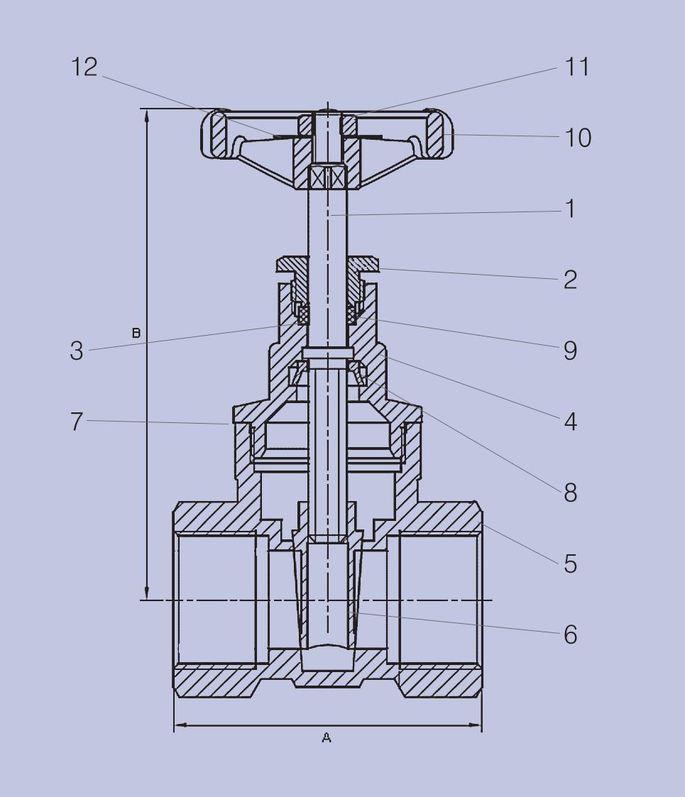 Valves range 1120 Gate Valve Handwheel - PN20 - Light Pattern - (Brass) Material specification Handwheel version: 1120 - ½" - 2" No Component Material Specification 1 Stem Brass EN 12164 CW617N-DW 2
