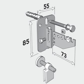 Wall clearance: Between fi nished wall and T6 radiator mounting link = 27 mm to 43 mm FASTENING SET ANGLE-FISHPLATE For