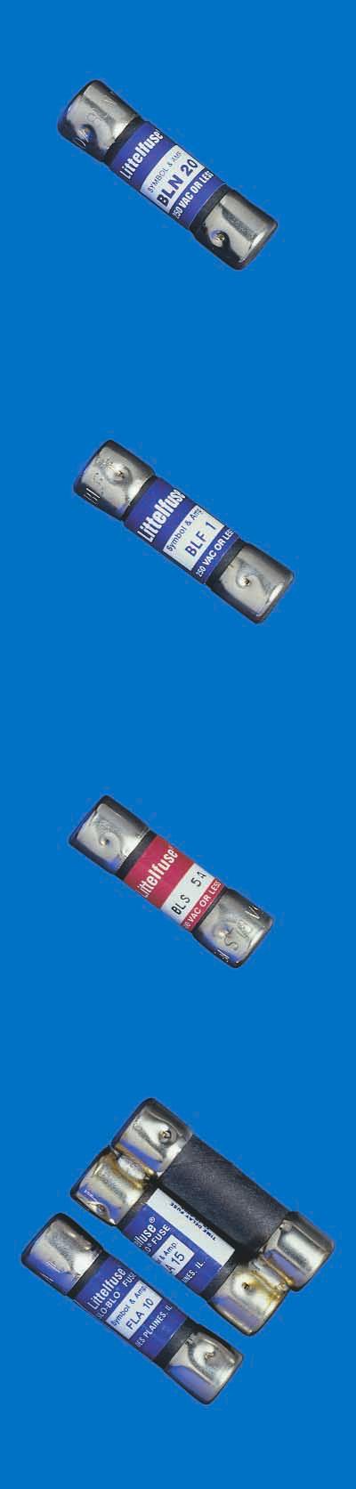 Midget Fuses Supplementary Overcurrent Protection BLN Fuses FAST-ACTING 50 VAC Fiber tube, 50 volt BLN fuses provide lowcost protection for military applications and control circuits.