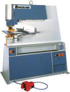 - Standard throat depth 11". 125D double punch - 2 stations. - Double cylinder, hydraulic punching machine.