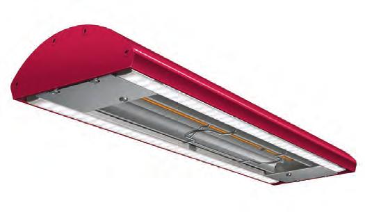 Glo-Ray Curved Infrared Strip Heaters The sleek housing of this Glo-Ray has a high end, unobtrusive design: 2" height, 6" depth (51 x 150 mm).