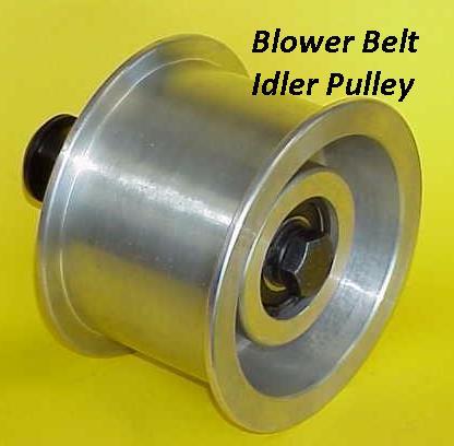 Blower belt idler pulley - Idler pulleys keep the belt from jumping over teeth under a load. Idler pulley width must match the belt width.