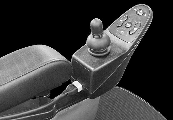 Headrest & Seat Belt Extended Footplate with 3-Angle Adjustment 10" Drive Wheels Figure 1 - HS-2850 Power Chair Front View Speed Control Button Joystick
