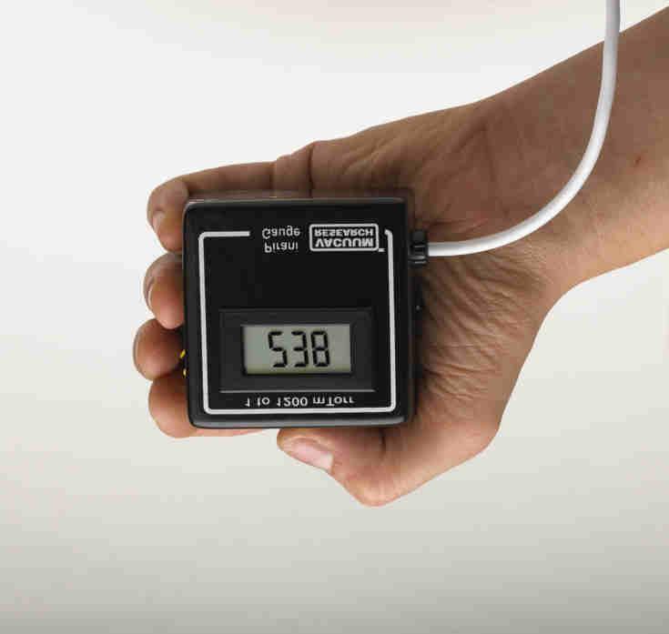Integral Sensor Gauges, Pirani & Diaphragm, AC Line Power Pirani Gauge 1 to 1200 millitorr These compact vacuum instruments offer the precision and high resolution of a digital display at the same