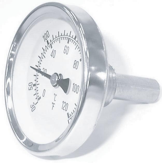 This thermometer comes with its own 1/2 NPT brass separable socket that the thermometer simply press fits into place.