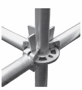 ROSETTE ALLOWABLE LOADS Ring scaffold systems can accommodate up to eight connections of combined ledger and braces. Each of the connections have a safety carry load of 11.12 kn (2500 lbs).