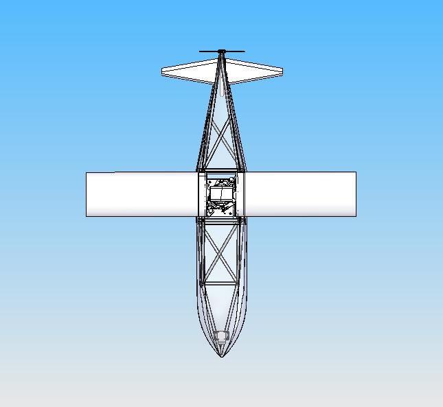 During fixed-wing mode, the rotor sections are prevented from pitching and flapping through contact with the fuselage.