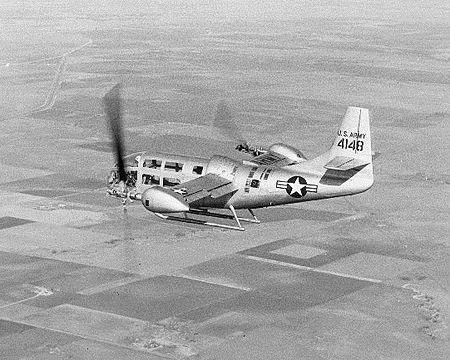 Figure 1. The Bell XV-3 during fully converted flight.
