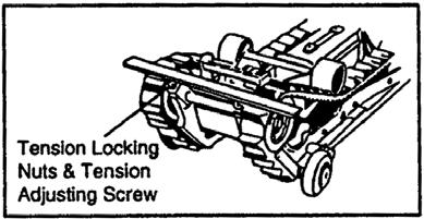 You'll note that the tracks will touch the motor housing, but this is taken into consideration in the measurements. Check and adjust each track to obtain this measurement.