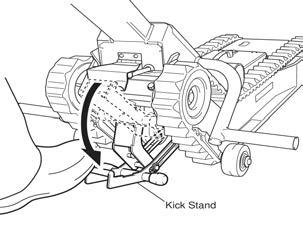 3. To secure the Stair-Trac in order to attach the wheelchair, use your foot to push the Kickstand down. 4.