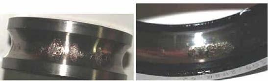 98 Figure 5.3 Failed crankshaft main bearing components The balls were found in the dark brown condition. The fresh bearing raceway is shown in Figure 5.3 for visual comparison. 5.6 HARDNESS OF THE BEARING The hardness of the inner and outer ring measured and it is varied from 62.