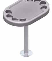 The table is mounted on deck with the Twist-Lock flange (Article number 2080) which allows easy dismount / remount of the table when needed. Height MM / Inches 1750 Grey Optimal table 830 32.