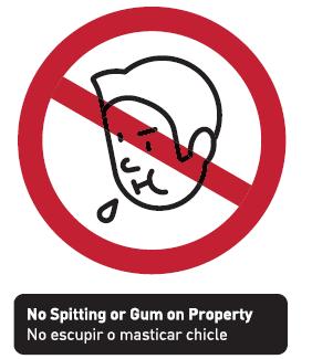 No Spitting or Chewing Gum Throwing gum in or on any Metro facility or furnishings is