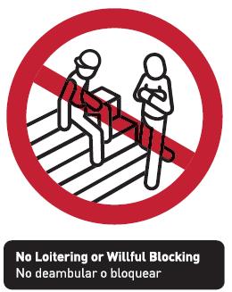 No Loitering or Willful Blocking Do not loiter