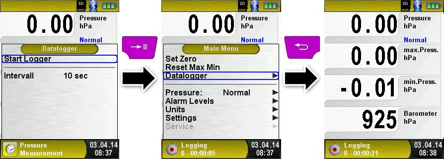 Operation Stop the Data Logger with the Enter button on Stop Logger.