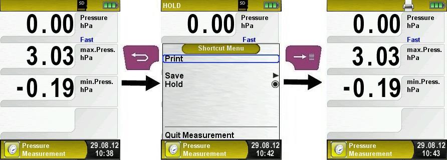 The captured values may be either printed or saved in a report on the MicroSD card (option).