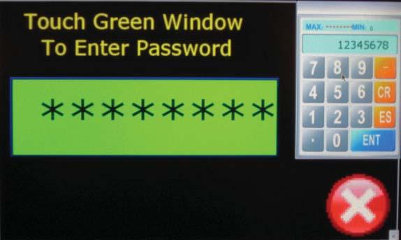 The following is the Password screen where the user will enter the password by