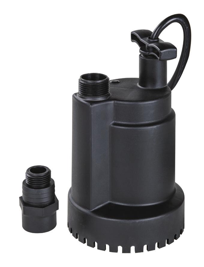 Specifications Features: Portable submersible utility pump for water removal or emptying shallow flooded areas.