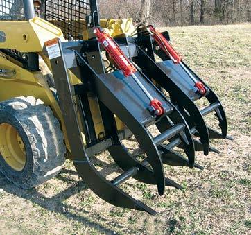 Skid Steer Split-Top Grapple Rake Engineered for picking up brush, tree limbs, debris and hard to handle materials while leaving the dirt behind.
